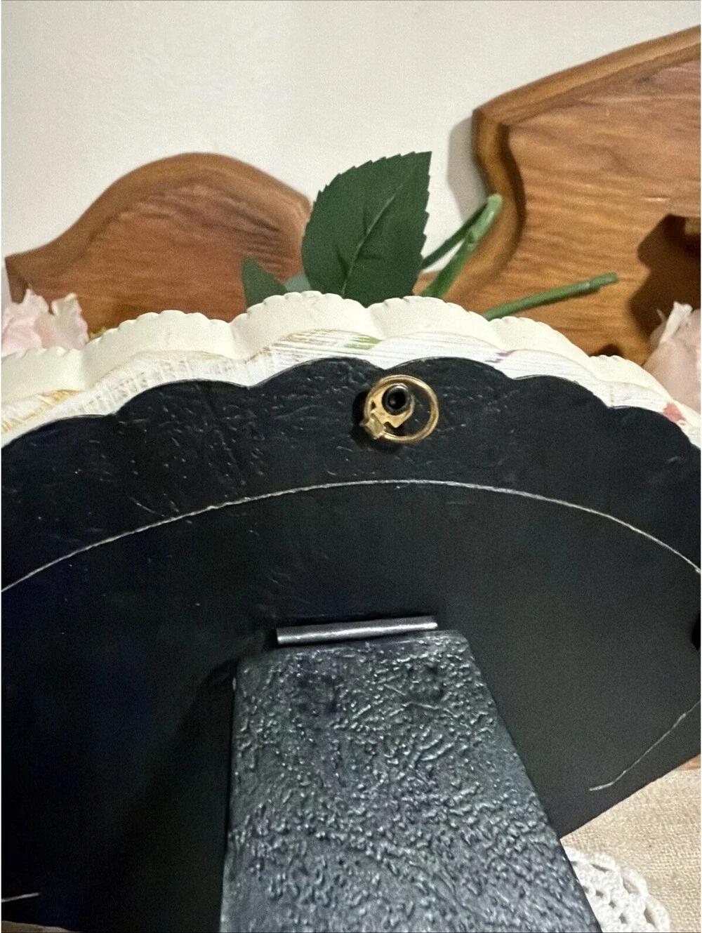 Vintage Victorian Style Picture Frame Womens Floral Fan Roses 3 Photos Cottage